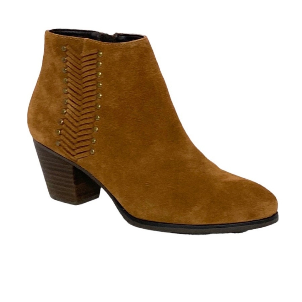 Franco Fortini Nicolette Brown Boho Leather Ankle Booties Boots Wedges 10